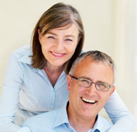 Mature womand and man smiling